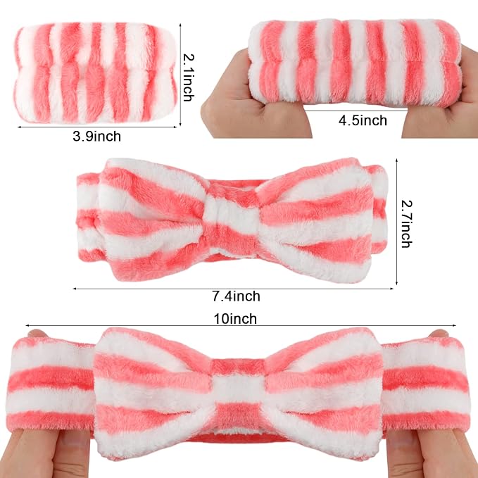 WHAVEL 6PCS Spa Headband and Wristbands Set, Face Wash Headband Wrist Bands - Image 2