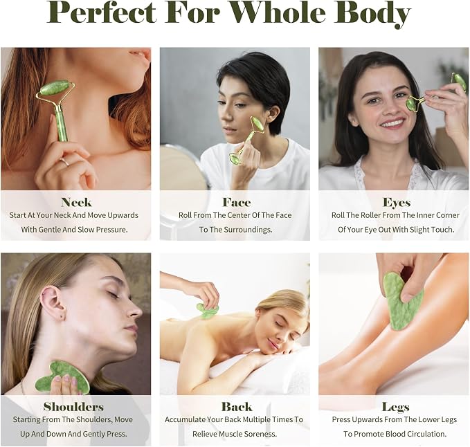 Guasha Tool for Face & Jade Roller for Face, Gua Sha Facial Tools for Reduce - Image 6
