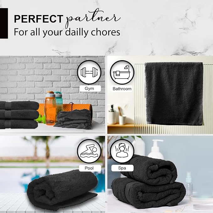 KAHAF COLLECTION 100% Cotton Bath Towels, 24x48 Pack of 6 Towels, Quick Dry - Image 5
