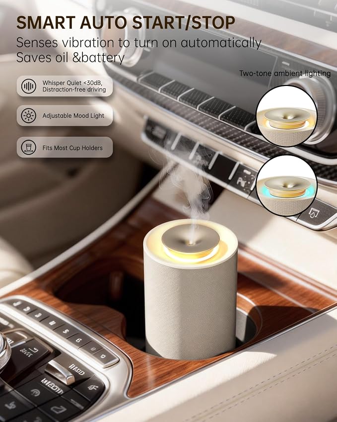 Waterless Essential Oil Diffuser, Portable Car Aromatherapy Diffuser, - Image 3
