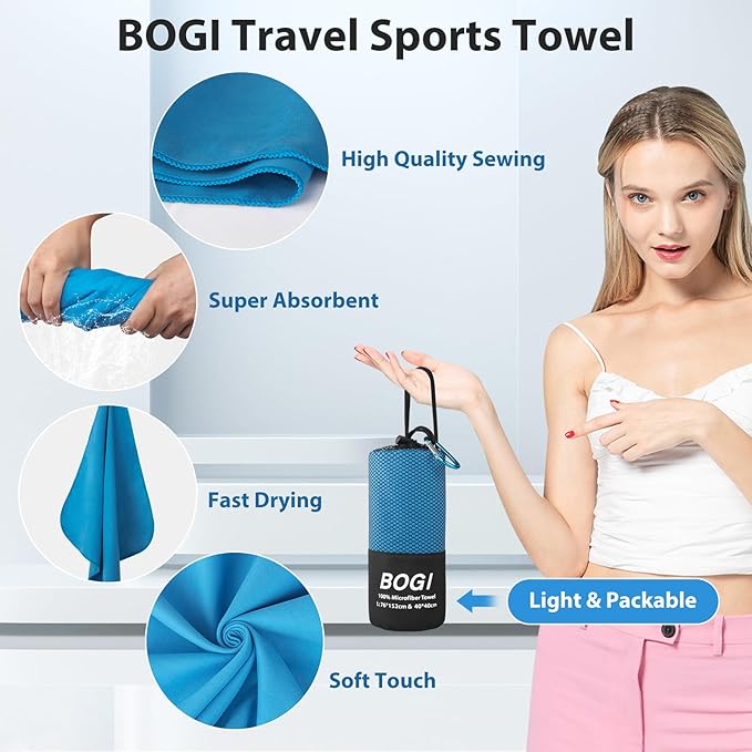 BOGI Microfiber Travel Sports Towel-Quick Dry Towel, Soft Lightweight - Image 4