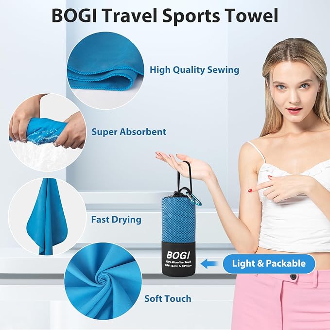 BOGI Microfiber Travel Sports Towel-Quick Dry Towel, Soft Lightweight - Image 4