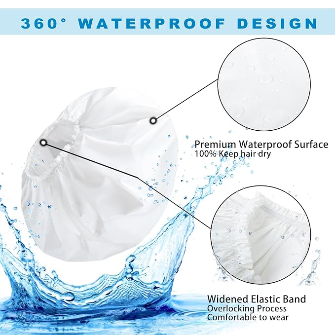 Super Jumbo Shower Cap 2 PCS Waterproof Shower Caps - Image 7