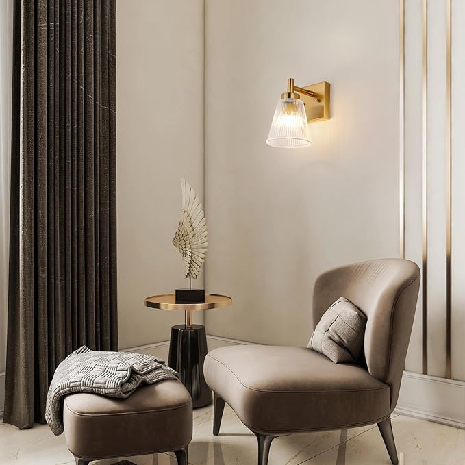 OCIOC Gold Hardwired Wall Sconces Set of Two, Modern Glass Wall Lights - Image 9