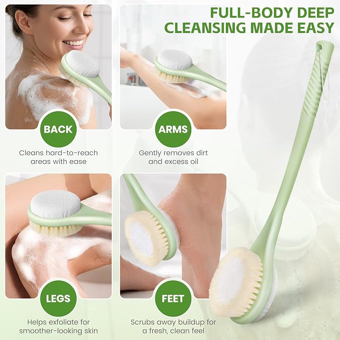 Back Scrubber for Shower with Long Handle, Dual-Sided Bath Brush with Soft - Image 5