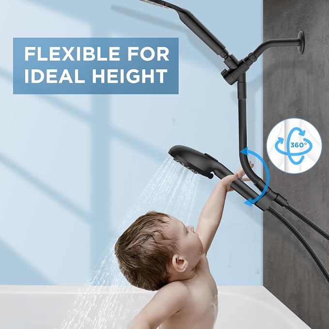 MakeFit Dual Filtered Rain Shower Head Combo, High Pressure Handheld Shower Head - Image 3