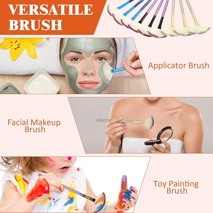 9 Pieces Facial Fan Mask Brushes, Soft Facial Applicator Brushes Tools - Image 6