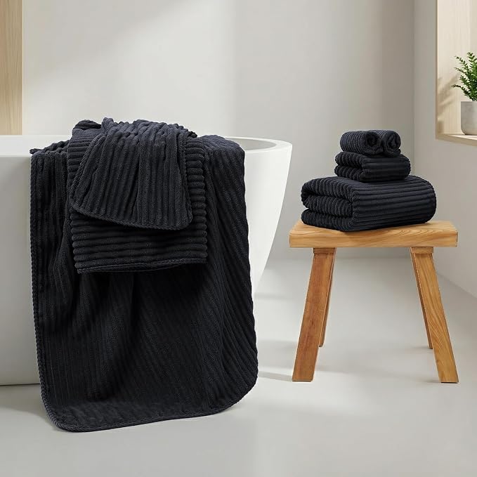 REDKISS Black Bath Towels Set 8 Piece - Image 5
