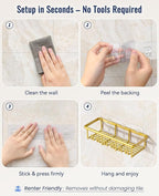 8 Pack Adhesive Rustproof Shower Shelves - Image 6