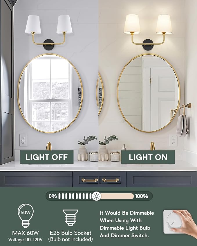 2-Light Bathroom Light Fixtures, Double Wall Sconce - Image 5