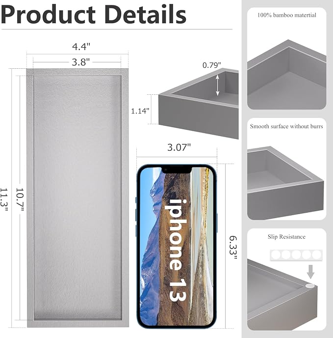 ZHWS Bathroom Vanity Tray for Toilet Tank, Decorative Tray, Kitchen Tray - Image 6