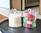 20-Ounce Qtip Holder Storage Canister Set of 2, Bathroom Makeup Organizer - Image 3