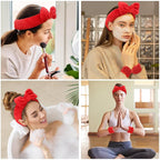 WHAVEL 6PCS Red Spa Headband and Wristbands Set, Valentine's Day Face Wash - Image 6