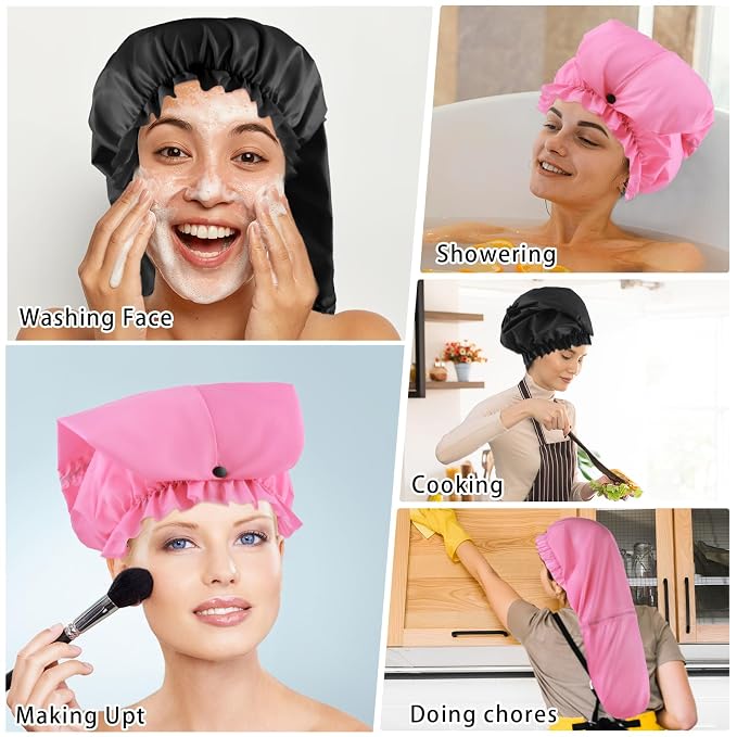 2 Pcs Large Shower Cap for Braids, Extra Long Shower Cap for Women Long Hair & - Image 7