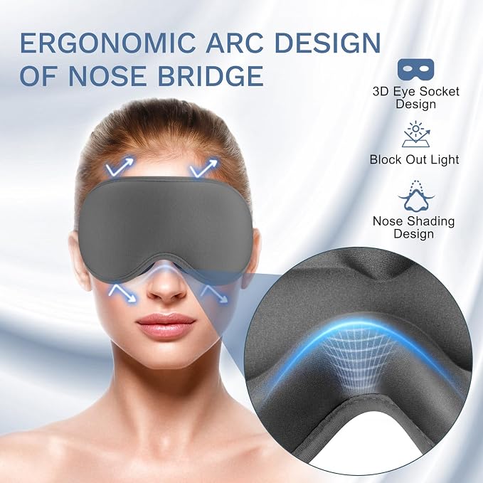 FlyCoco 99% Fully Block Out Light Eye Sleep Mask, 3D Deep Contoured Eyes Cover - Image 4
