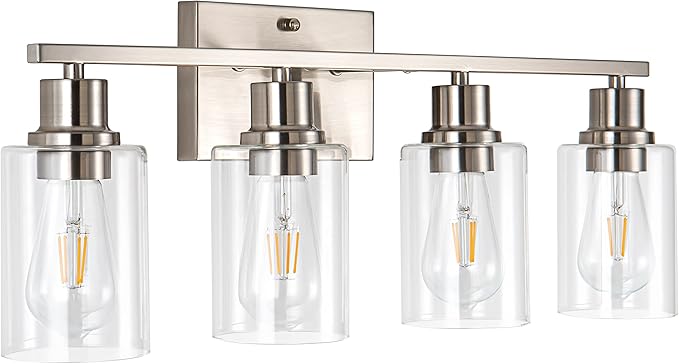 4-Light Bathroom Light Fixtures, Brushed Nickel Vanity Light by FILIMITIY