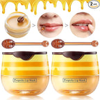 2 Pcs Bee Lip Balm Honey Pot, Honey Lip Mask Propolis Moisturizing Hydrating by LOOBEXERY