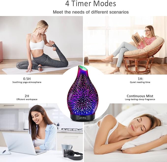 Essential Oil Diffuser 150ML -3D Firework Glass Aromatherapy Diffusers - Image 6