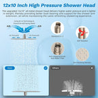 Hibbent Dual Filter All Metal 12" Rainfall Showerhead Combo, High Pressure - Image 5