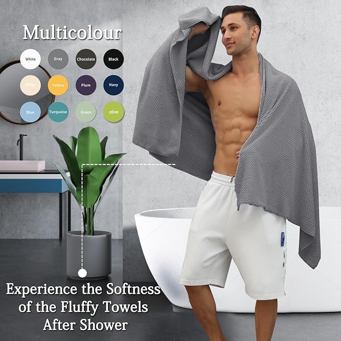 Hailea Gray Bath Towels Set 35x70 Inches - Image 5