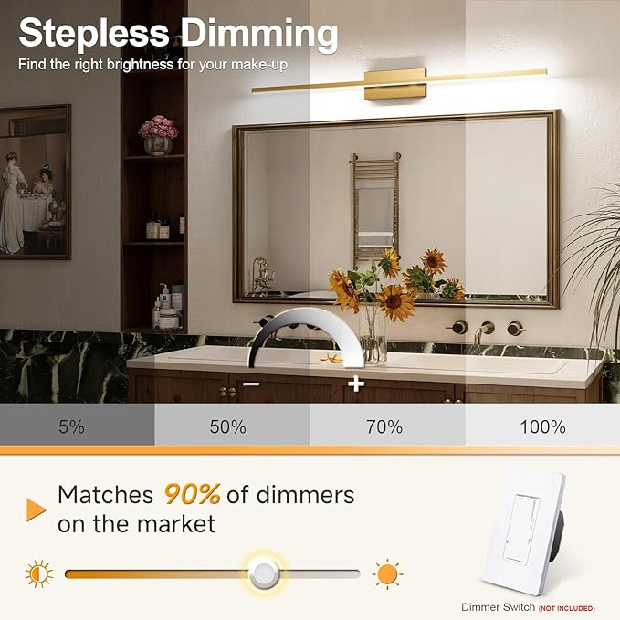 VOLISUN Modern Bathroom Vanity Light 48 inch, 30W Dimmable 5CCT Led Bathroom - Image 4