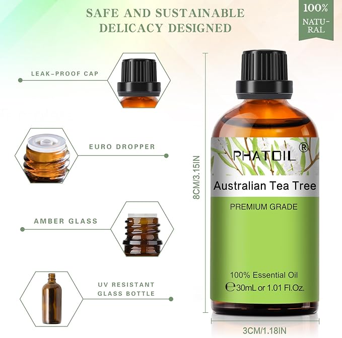 Australian Tea Tree 1.01fl.oz Essential Oil, PHATOIL Pure Aromatherapy Oils - Image 5