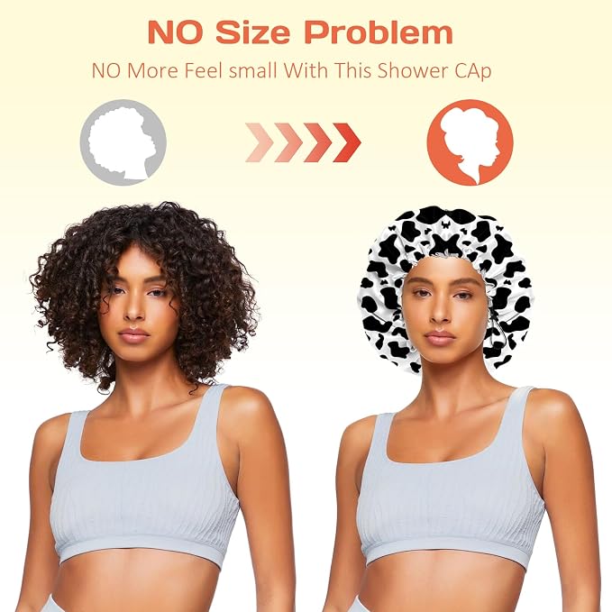 Shower Cap Reusable Double Layer Adjustable Elastic Waterproof EVA Hair Bath - Image 5