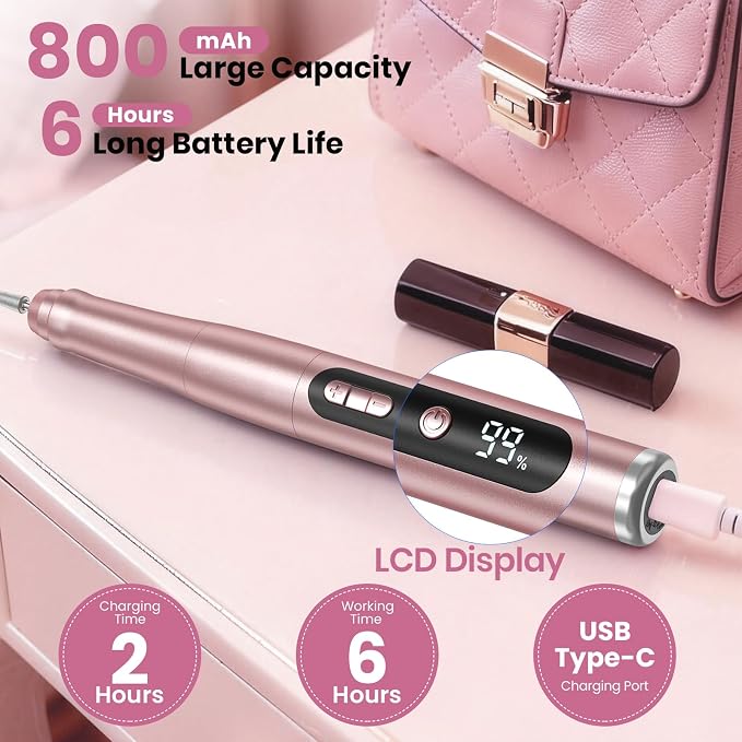 Cordless Nail Drill 35000RPM, Portable Electric Nail File - Image 4