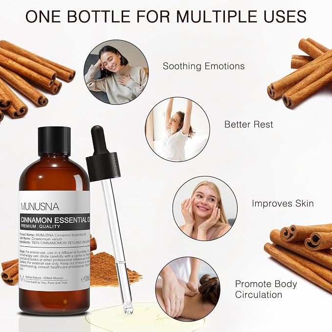 Cinnamon Essential Oil 100ML, 100% Pure Natural Cinnamon Oil Premium Grade - Image 4