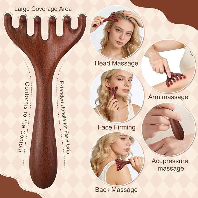 ProSuites 3 Pcs Wooden Head Scalp Massager Comb, Long Handle Head Massage Tool - Image 6