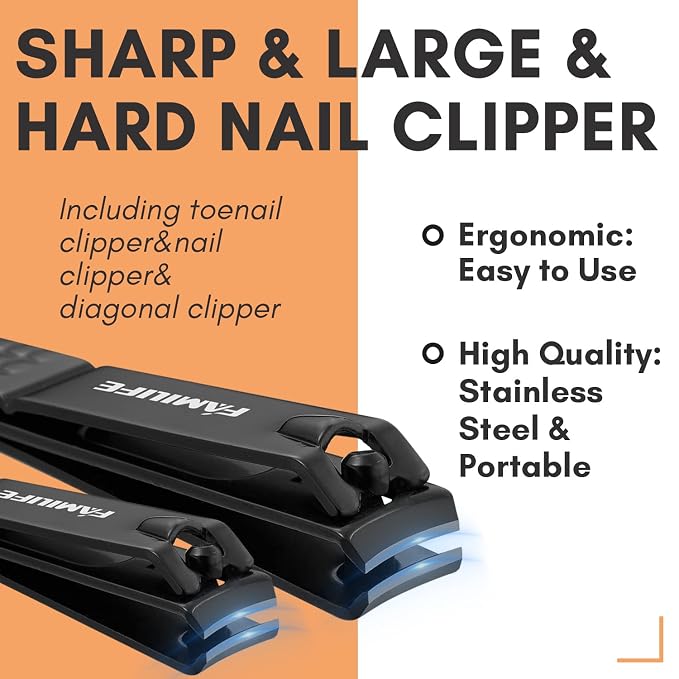 FAMILIFE Manicure Set, Professional Manicure Kit Nail Clipper Set Stainless - Image 2