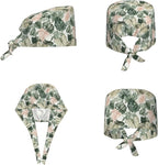 Scrub Cap for Women and Men Boho Black Leaf Pattern Adjustable Breathable - Image 2