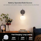Oil Rubbed Bronze Wireless Rechargeable Wall Sconces Set of 2, Battery Operated - Image 3