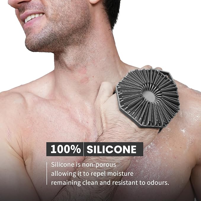iTokGoK® Silver-Infused 2-in-1 Silicone Body Scrubber, Double-Sided Design Body - Image 2