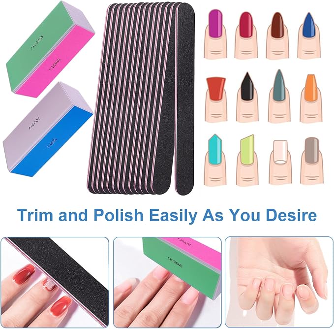 Nail File and Buffer Set, 4 Way Nail Buffers Shine Kit Professional Nail Files - Image 2