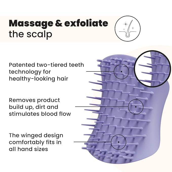 Tangle Teezer Scalp & Shampoo Hairbrush, to Exfoliate, and Cleanse, Lavender - Image 2