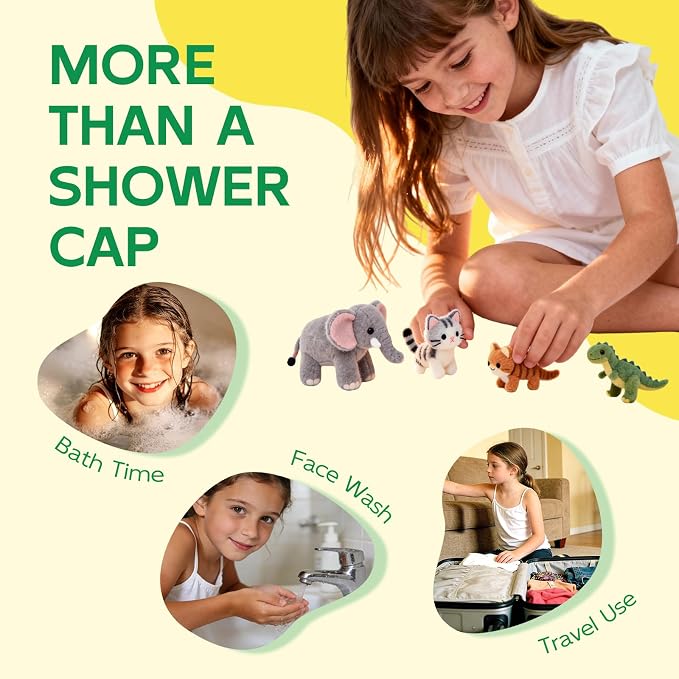 Years calm Kids Shower Cap, Waterproof Reusable Cartoon Bath Cap - Image 8