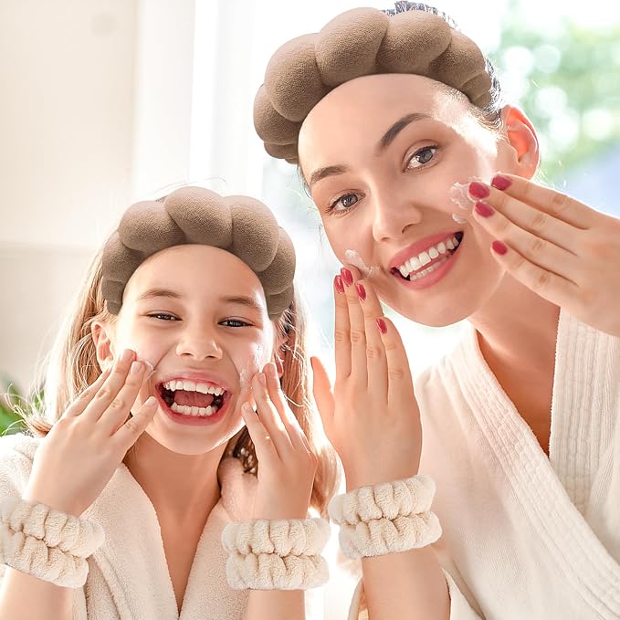 Zkptops Spa Headband for Washing Face Wristband Set Sponge Makeup Skincare - Image 7