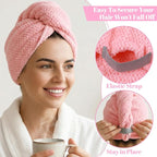 Pink Hair Towel, Large Quick Dry Microfiber Hair Towel Wrap Super Soft - Image 4