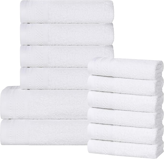 Superior Honeycomb 100% Cotton 500 GSM 12 Piece Bath Towel Set, 6 Washcloths by SUPERIOR