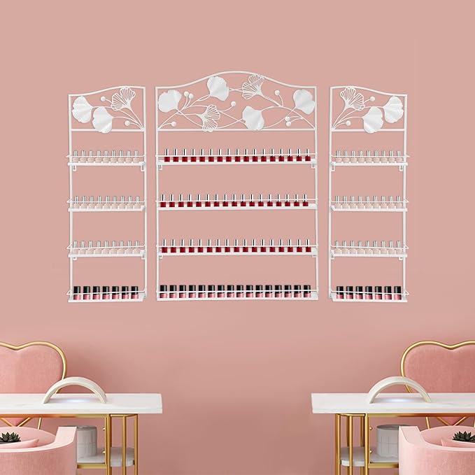 4 Tier Wall-Mounted Nail Polish Storage Racks 3PCS Metal Nail Polish Organizer - Image 2