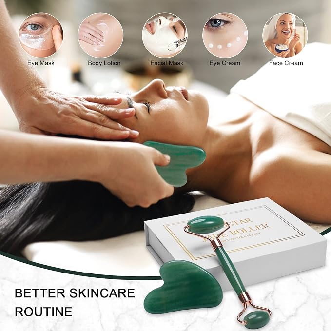 Jade Roller for Face, Facial Roller Massager Skin Care Tool, Gua Sha Facial - Image 6