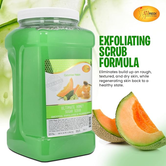 SPA REDI - Sugar Body Scrub, Cucumber Melon, 128 Oz, Exfoliating, Moisturizing - Image 6