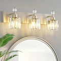 PRESDE 3-Light Crystal Bathroom Vanity Light, Brushed Nickel Bath Lighting Over by HOME