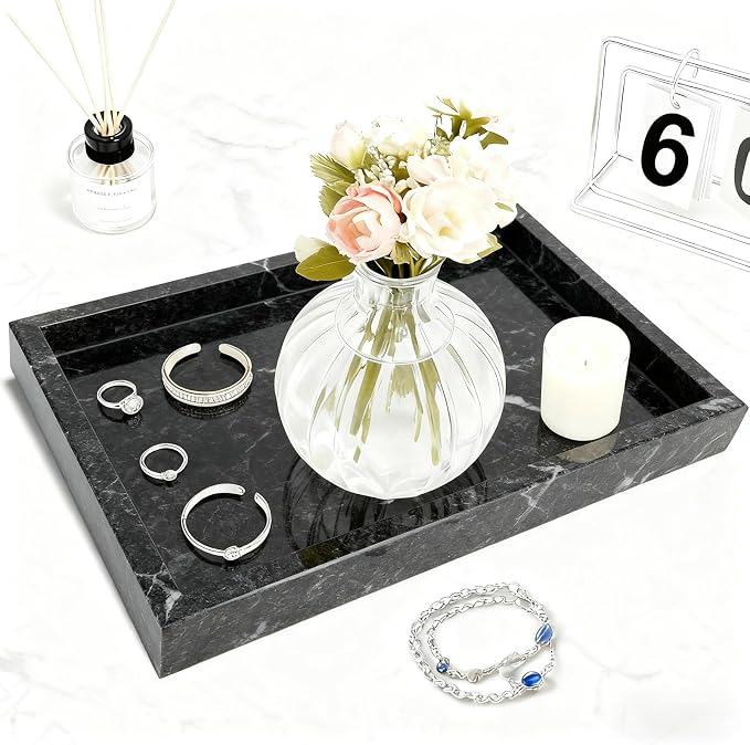 Pure Natural Marble Tray for Bathroom, Sink. Cosmetics, toiletries, etc. can be - Image 4