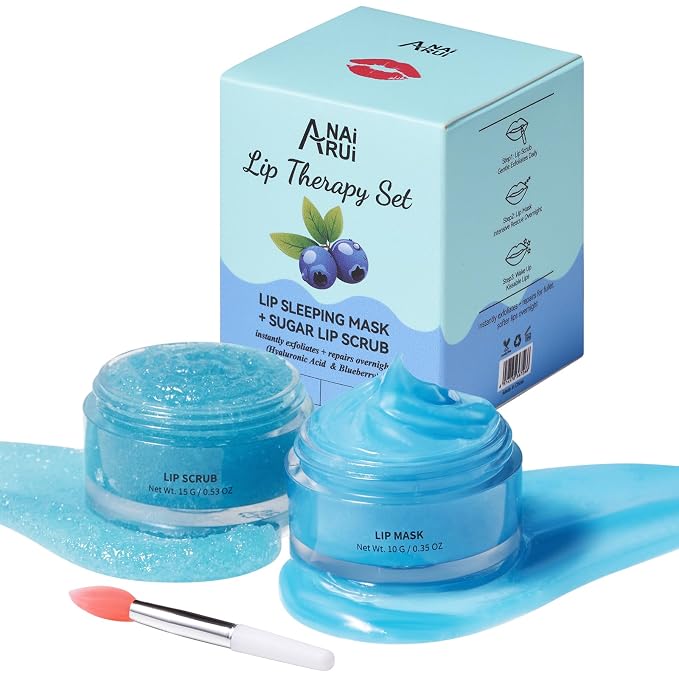 ANAI RUI Lip Therapy Set, Lip Scrub & Lip Mask, Overnight Moisturizing Lip Care by ANAIRUI