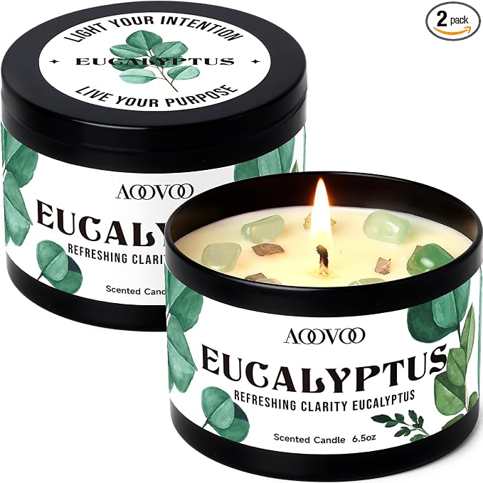 AOOVOO 2 Pack Eucalyptus Mint Candles – Aromatherapy Candle by AOOVOO