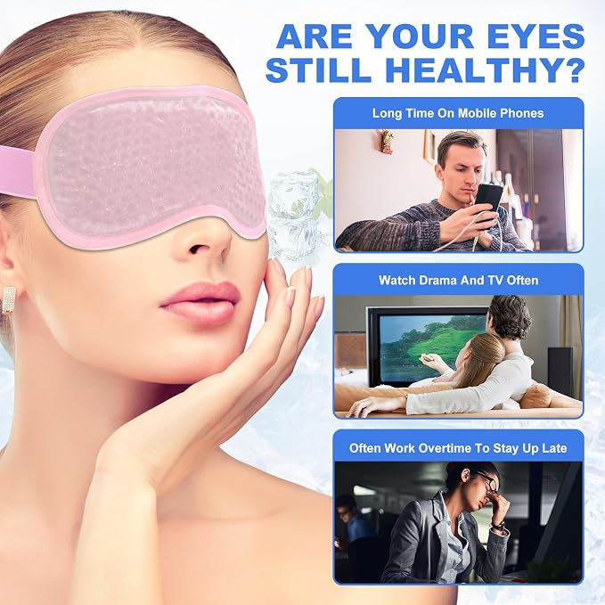 candyfouse 2Pack Cold Cooling Eye Mask, Reusable Hot Colder Therapy Gel Bead - Image 6