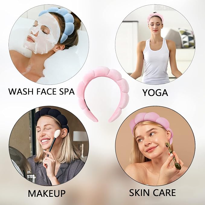 Luckybear Spa Headband for Washing Face, Velvet Makeup Headband - Image 4