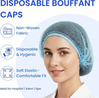 Disposable Bouffant Caps 21 Inch Non Woven Hair Net Elastic Head Cover - Image 5
